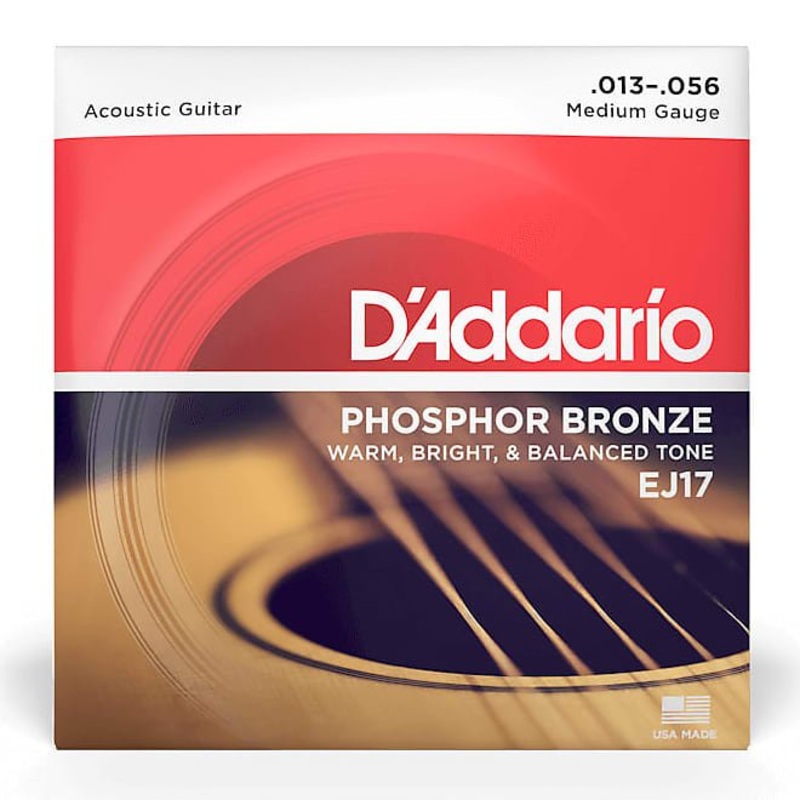 D’Addario EJ17 Phosphor Bronze Medium Acoustic Guitar Strings, .013 – .056