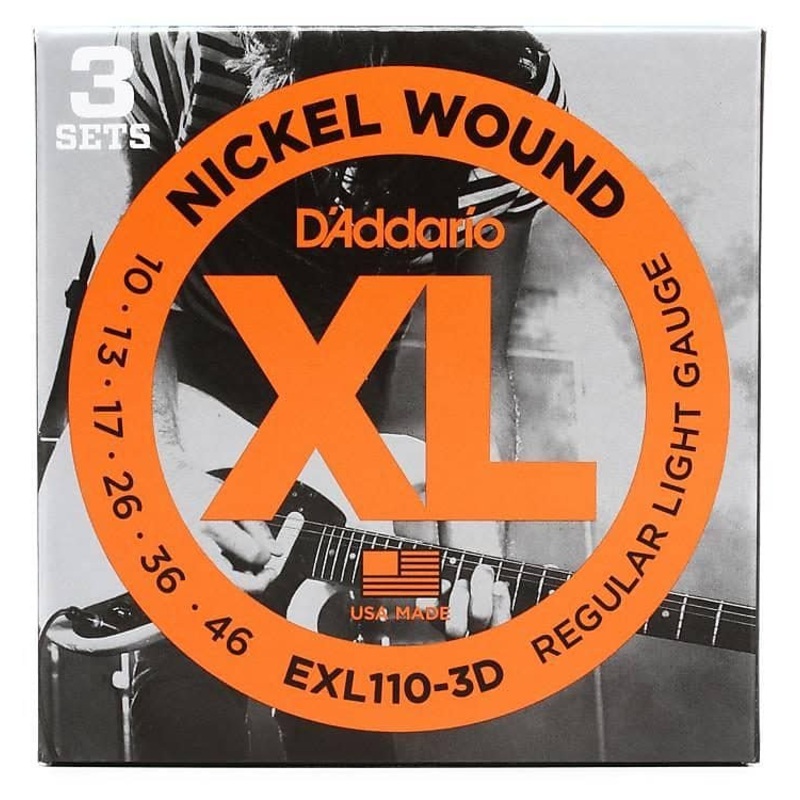 D’Addario EXL110-3D Nickel Wound Electric Guitar Strings, Regular Light Gauge 3-Pack