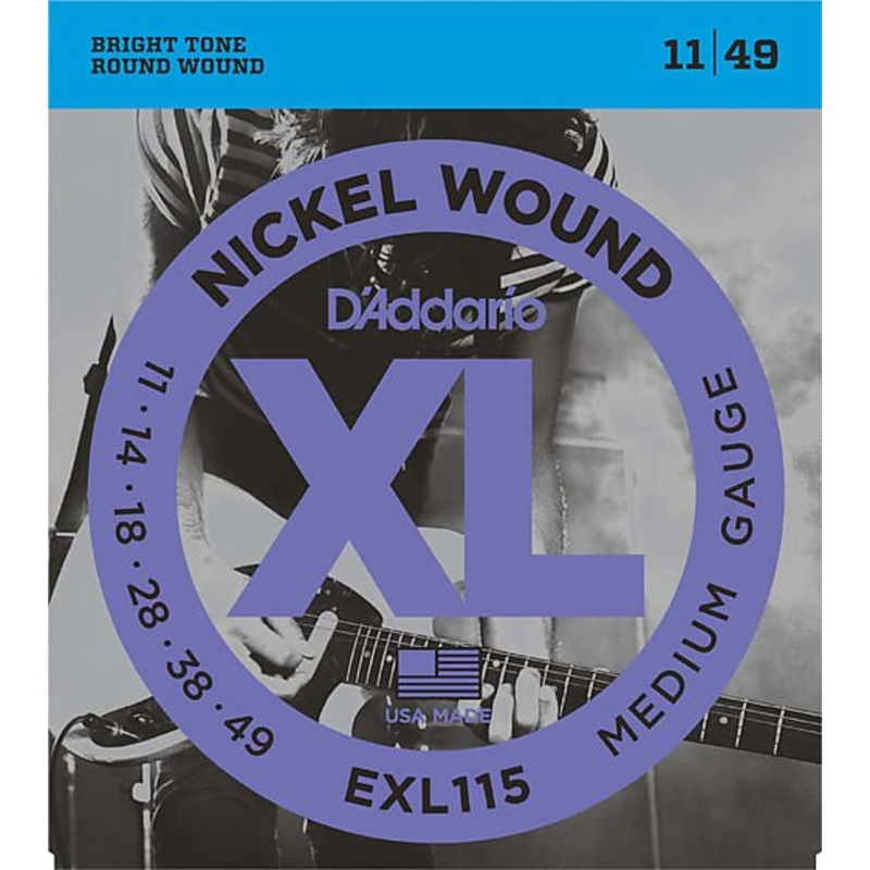 D’Addario EXL115 Nickel Wound Electric Guitar Strings Medium/Blues-Jazz Rock 11-49