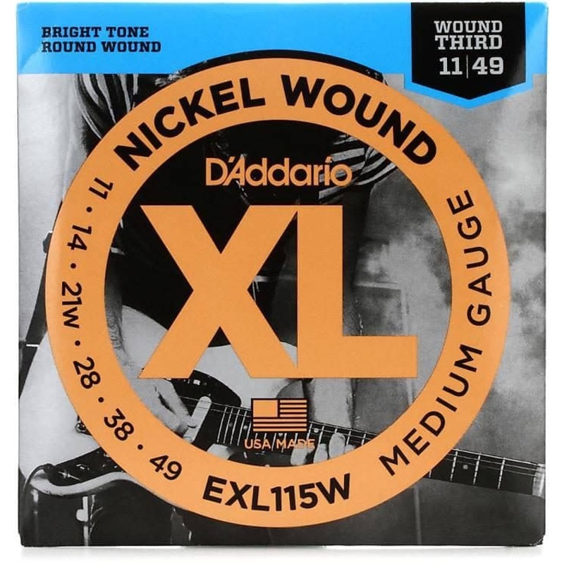 D’Addario EXL115w Nickel Wound Electric Guitar Strings, 11-49 gauge wound 3rd