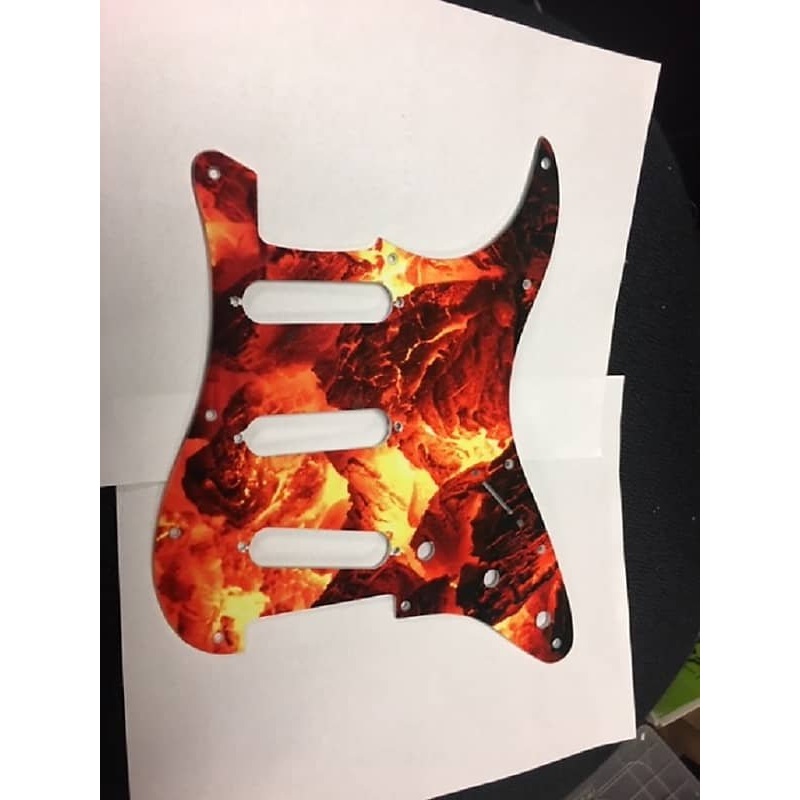 Greasy Groove Stratocaster Pickguard & Backplate Fire Ember