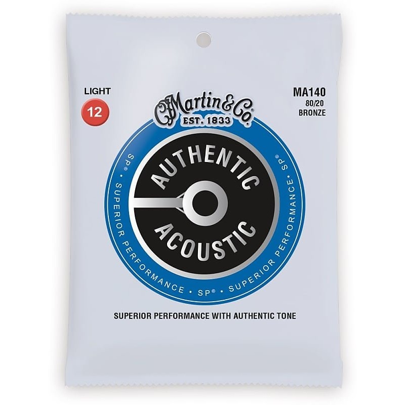 Martin MA140 SP 80/20 Bronze Authentic Acoustic Guitar Strings – Light (12-54)
