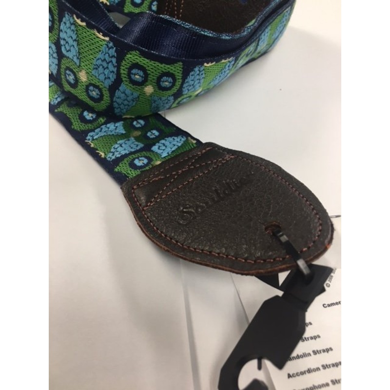 Souldier Guitar Strap Owls Navy w/ Brown Leather Ends *Free Shipping in the USA*