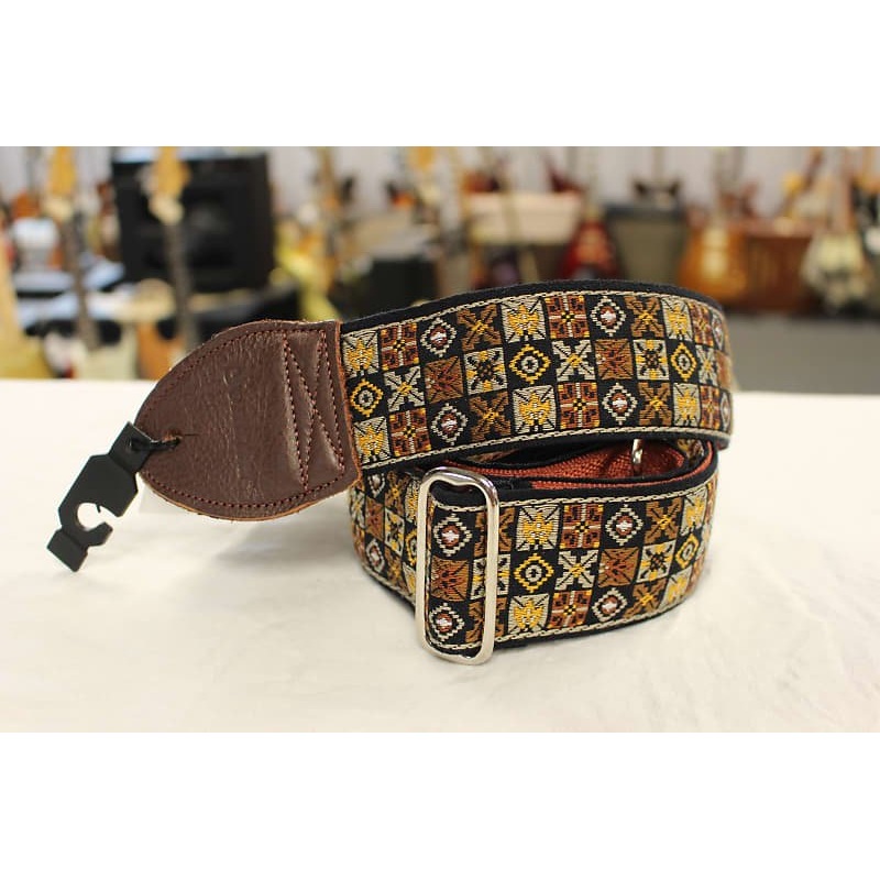 Souldier Guitar Strap Woodstock Gold w/ Brown Leather Ends *Free Shipping in the USA*