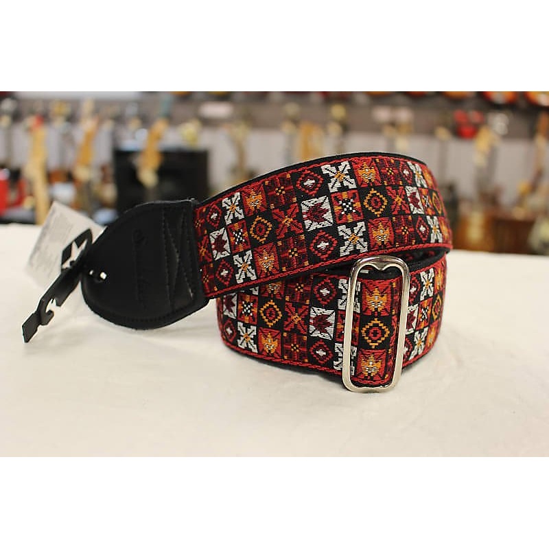 Souldier Guitar Strap Woodstock Red w/ Black Leather Ends *Free Shipping in the USA*