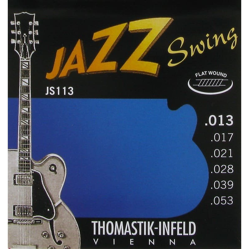 Thomastik-Infeld JS113 Jazz Swing Nickel Flat-Wound Guitar Strings – Medium (.13 – .53)