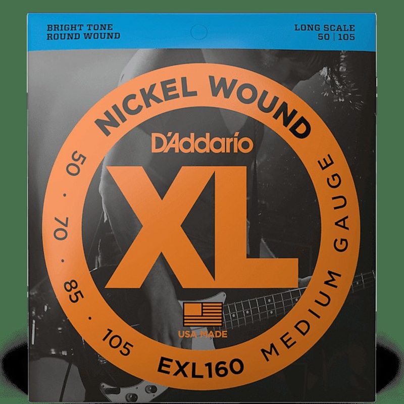 D’Addario EXL160 Nickel Wound Long Scale Bass Guitar Strings, Medium Gauge