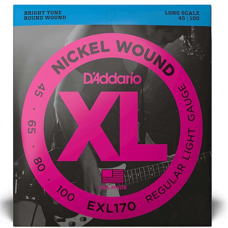 D’Addario EXL170 Nickel Wound Long Scale Bass Guitar Strings, Light Gauge
