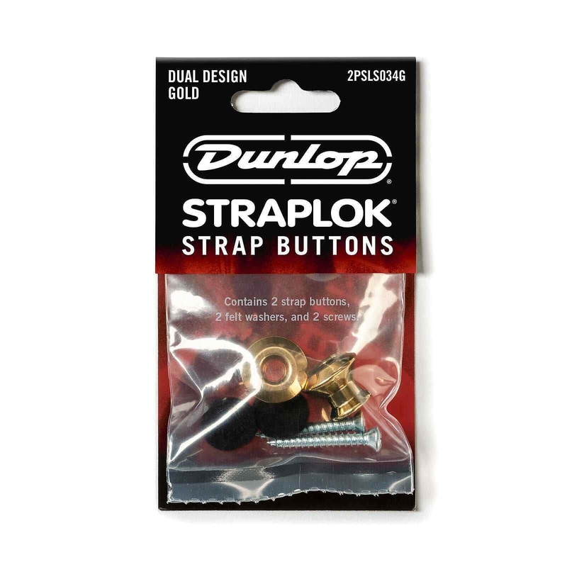 Dunlop 2PSLS034G StrapLok Strap Buttons Set – Gold Strap Buttons