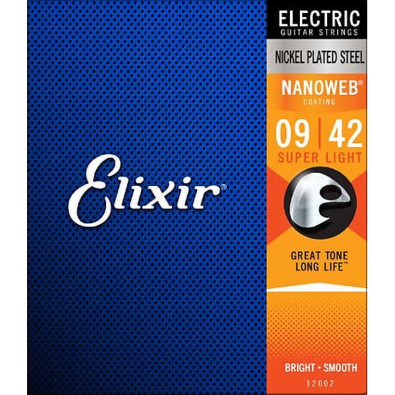 Elixir 12002 Nanoweb Nickel Plated Steel Electric Guitar Strings – Super Light (9-42)