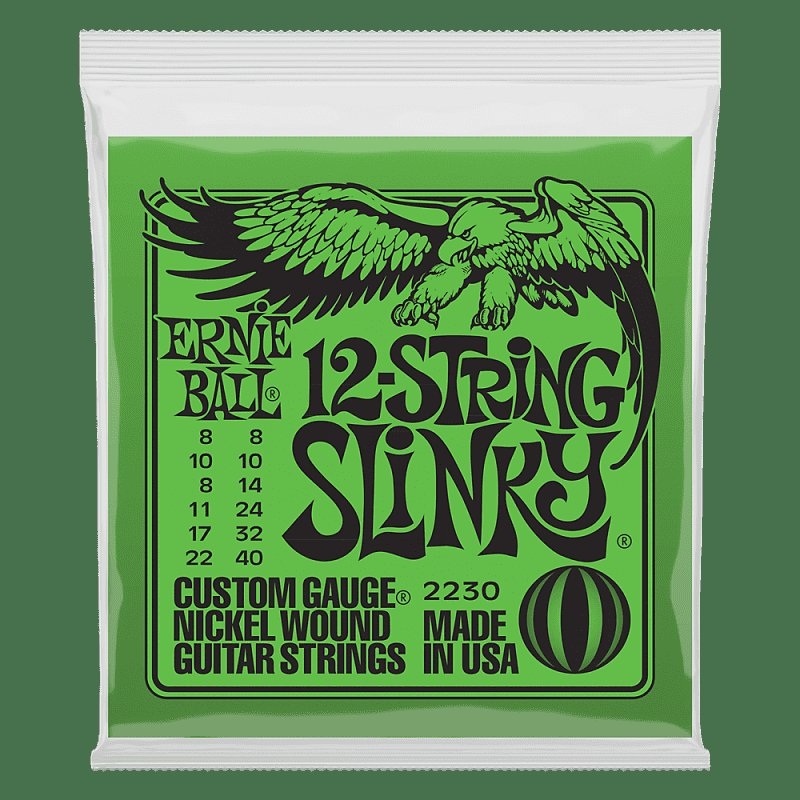 Ernie Ball 2230 12-String Slinky Electric Guitar Strings, .008/.008 – .040/.022w