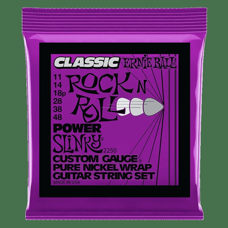 Ernie Ball 2250 Classic Power Slinky Pure Nickel Wrap Electric Guitar Strings, .011 – .048