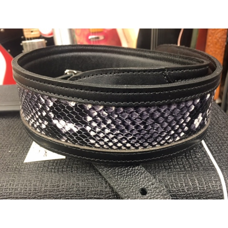 LM Products Guitar Strap Framed Leather Snake Black FLS-BK  *Free Shipping  in the USA*