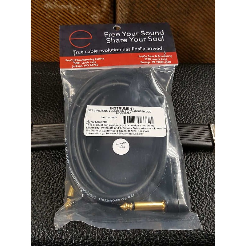 Pro Co Evolution EVLGCLN-5 TS-TS Angled to Straight Instrument Cable *Free Shipping in the USA*