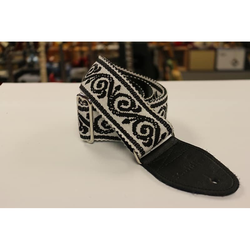 Souldier Scroll Black Guitar Strap with Black Leather Ends *Free Shipping in the USA*