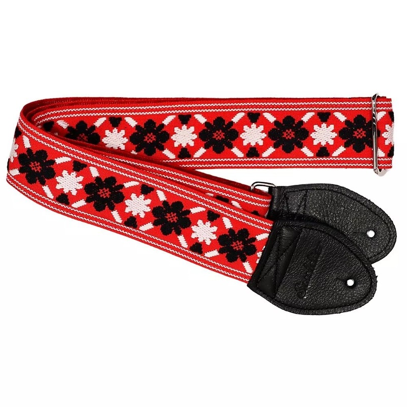 Souldier Straps Tulip Red 2 Guitar Strap with Black Leather Ends  *Free Shipping in the USA*