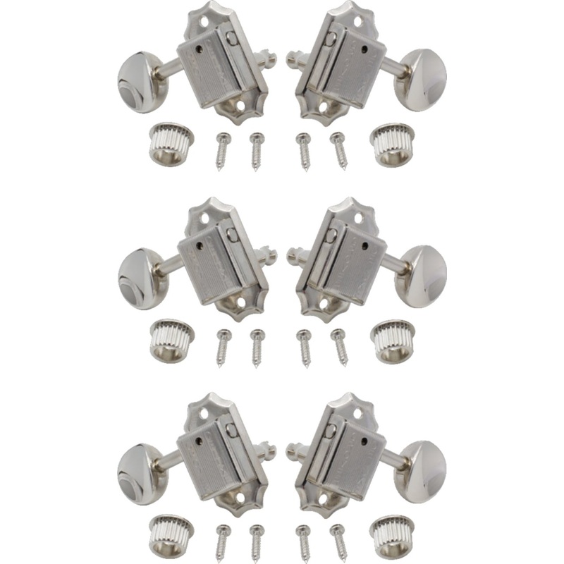 Grover 133N Deluxe Guitar Machine Heads, Vintage, Nickel, 3 Per Side, Package of 6