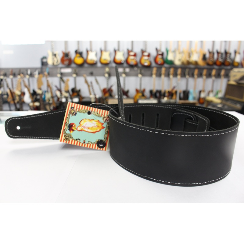 Henry Heller HBL25-BLK Guitar Strap Black with White Stitching *Free Shipping in the US*