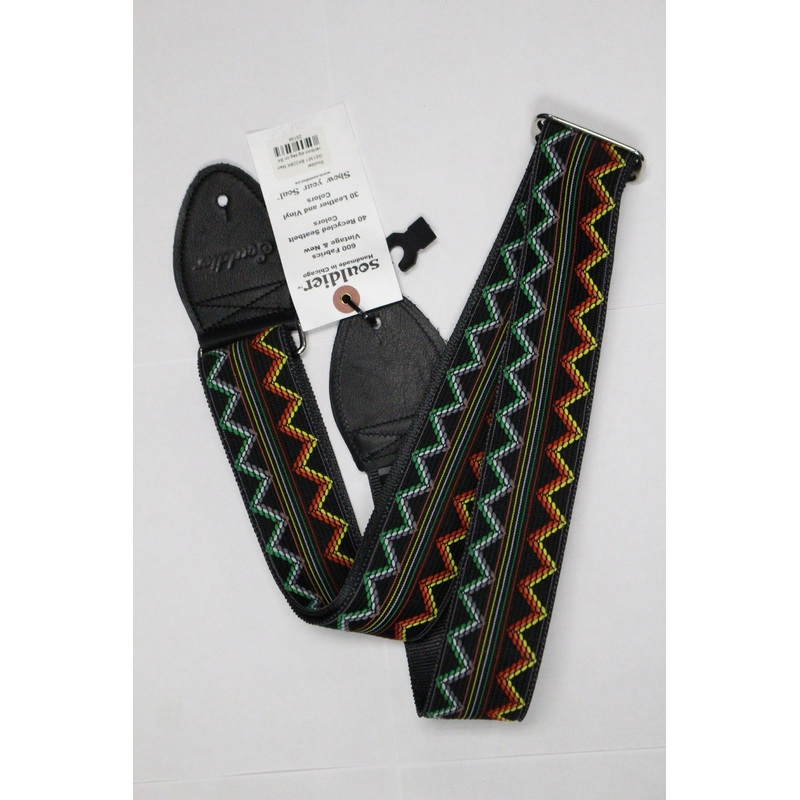 Souldier GS1351 BK02BK Memphis Black Rainbow Zig Zag Guitar Strap *Free Shipping in the US*