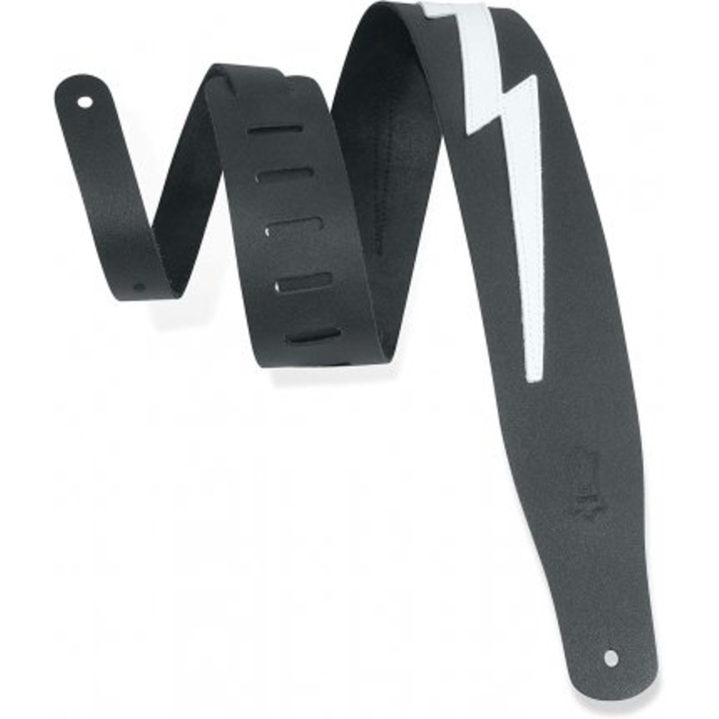 Levy’s M26LB-BLK Black & White Lightning Bolt Guitar Strap *Free Shipping in the USA*