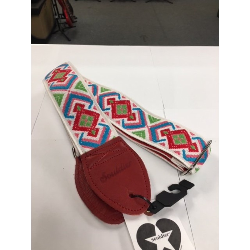 Souldier Diamante Red Guitar Strap with Red Leather Ends *Free Shipping in the USA*