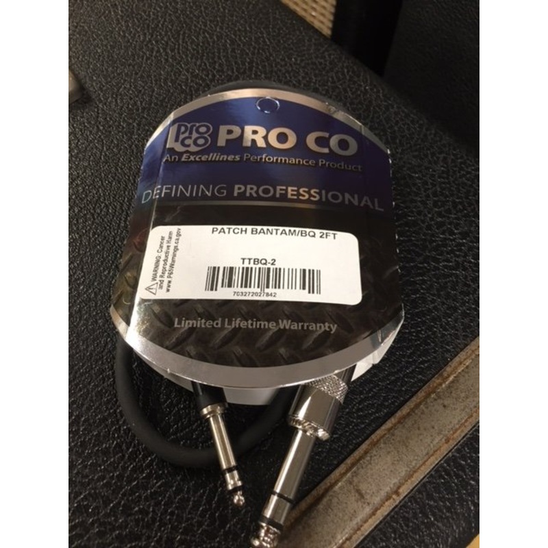 Pro Co Sound TTBQ-2 ShowSavers Neutrik Tiny Tip Male Bantam Tiny Tip to 1/4 Stereo Phone Male TRS Cable – 2′