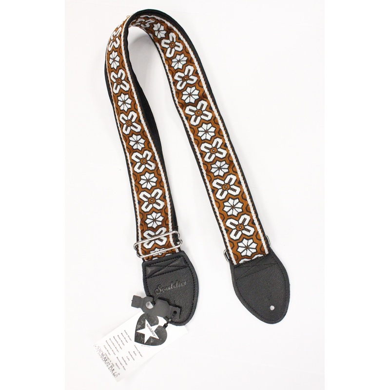 Souldier Custom Guitar Strap Greenwich Brown with Black Leather Ends *Free Shipping in the USA*