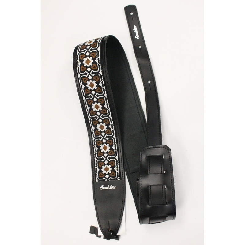 Souldier Fillmore White Brown on Black Torpedo Guitar Strap *Free Shipping in the US*