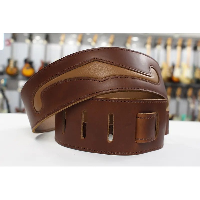 LM Products Leather Guitar Strap F Hole Suede Brown *Free Shipping in the USA*
