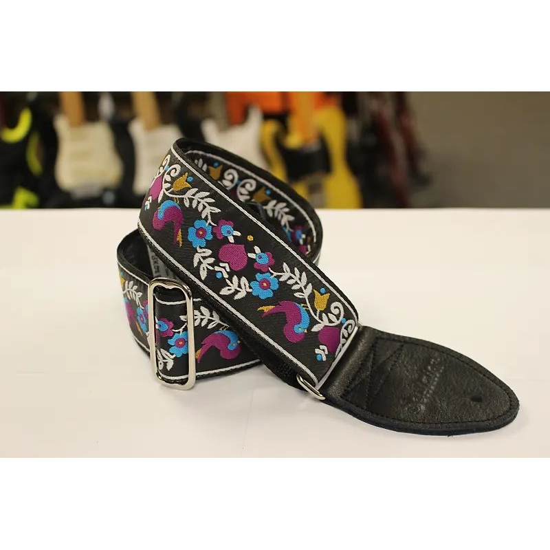 Souldier Guitar Strap Lovebirds black w/ black leather ends *Free Shipping in the USA