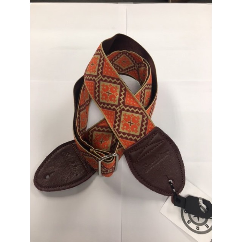 Souldier Rustic Burgundy Orange Guitar Strap with Burgundy Ends *Free Shipping in the USA*