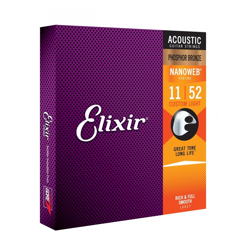 Elixir 16027 Nanoweb Phosphor Bronze Strings- Custom Light