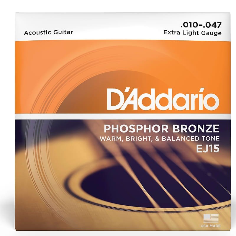 D’Addario EJ15 Phosphor Bronze Acoustic Guitar Strings, Extra Light Gauge