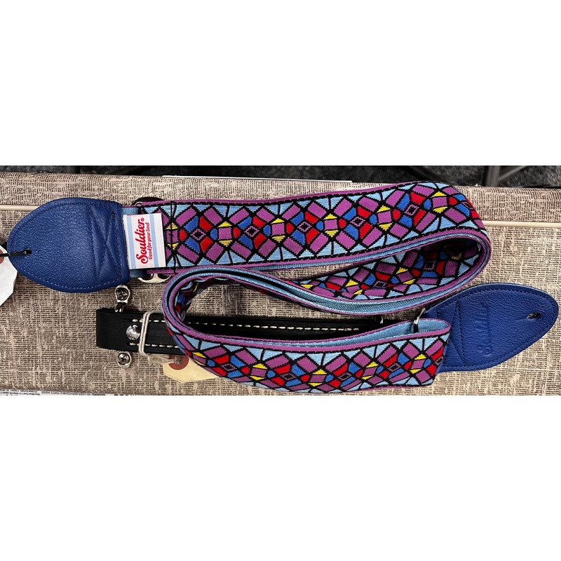 Souldier Straps Stained Glass Purple with Blue Leather Ends *Free Shipping in the USA*
