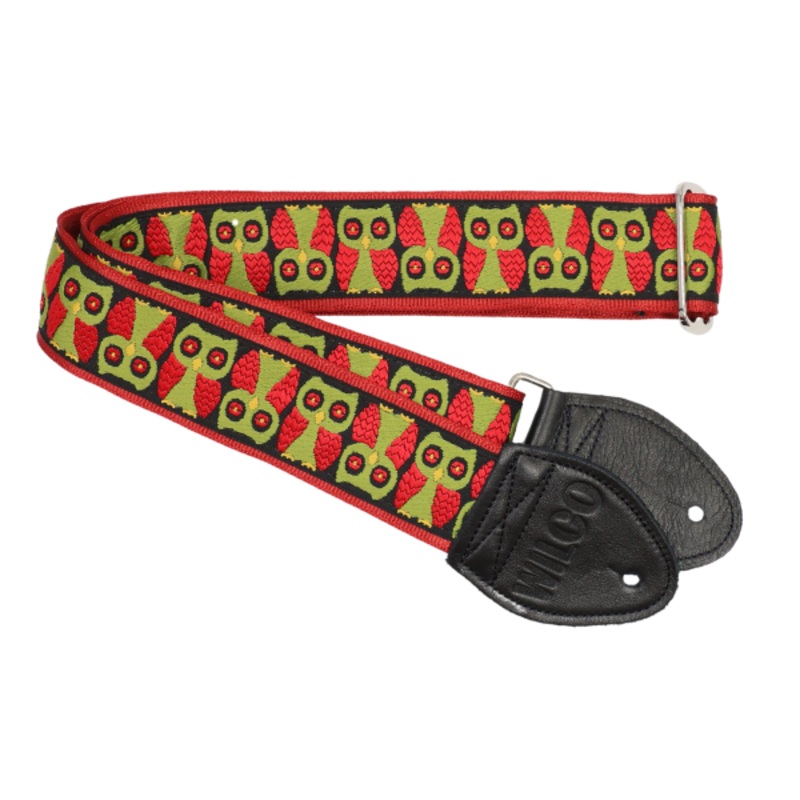 Souldier Wilco VEGAN Signature Olive and Red Owls Guitar Strap *Free Shipping in the USA*