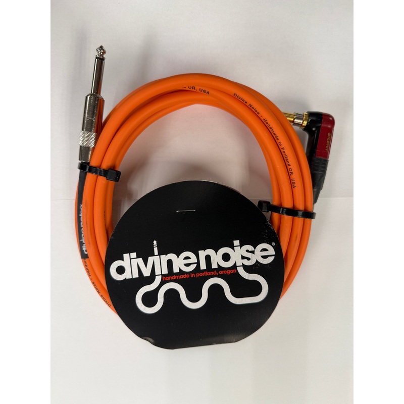 Divine Noise 15ft Instrument Cable ST-RAS (Straight-Right Angle Silent) Orange *Free Shipping*