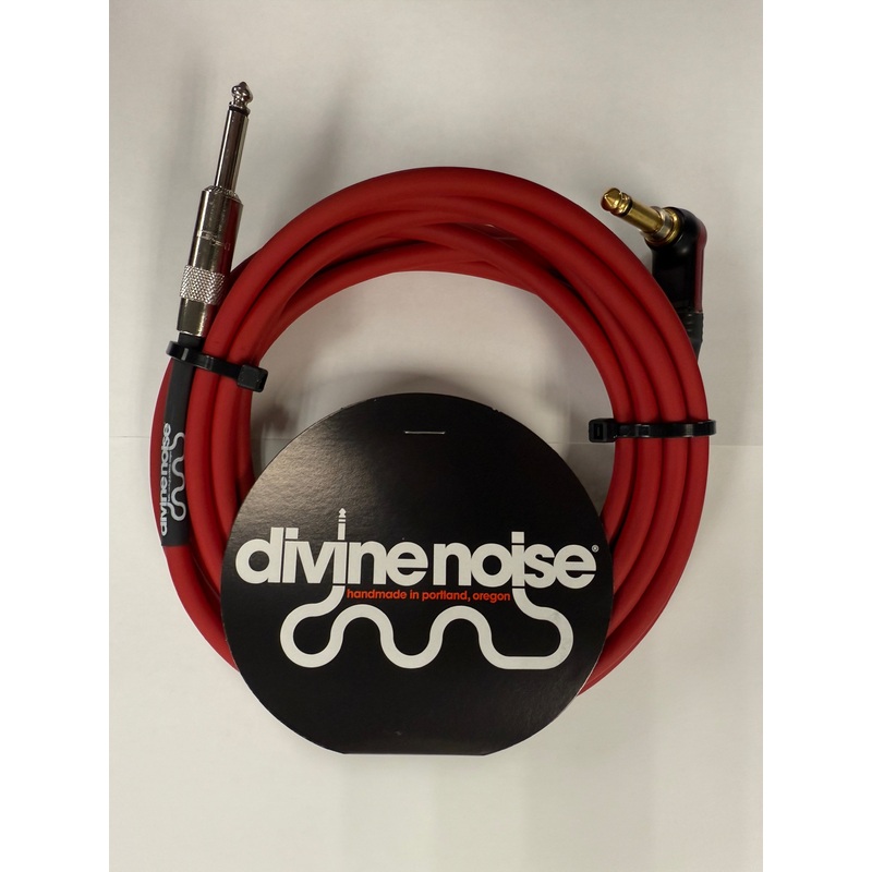 Divine Noise 15ft Instrument Cable ST-RAS (Straight-Right Angle Silent) Red *Free Shipping*