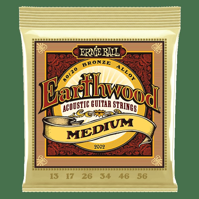 Ernie Ball PO2002 Earthwood Medium 80/20 Bronze Acoustic Strings (.013 – .056)