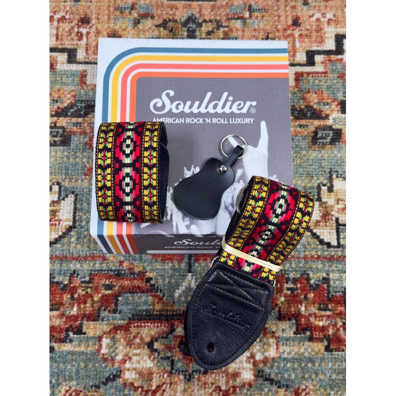 Souldier Straps Bohemian Red Guitar Strap GIft Box *Free Shipping in the USA*