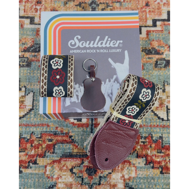 Souldier Straps Marigold Burgundy Guitar Strap Gift Box *Free Shipping in the USA*