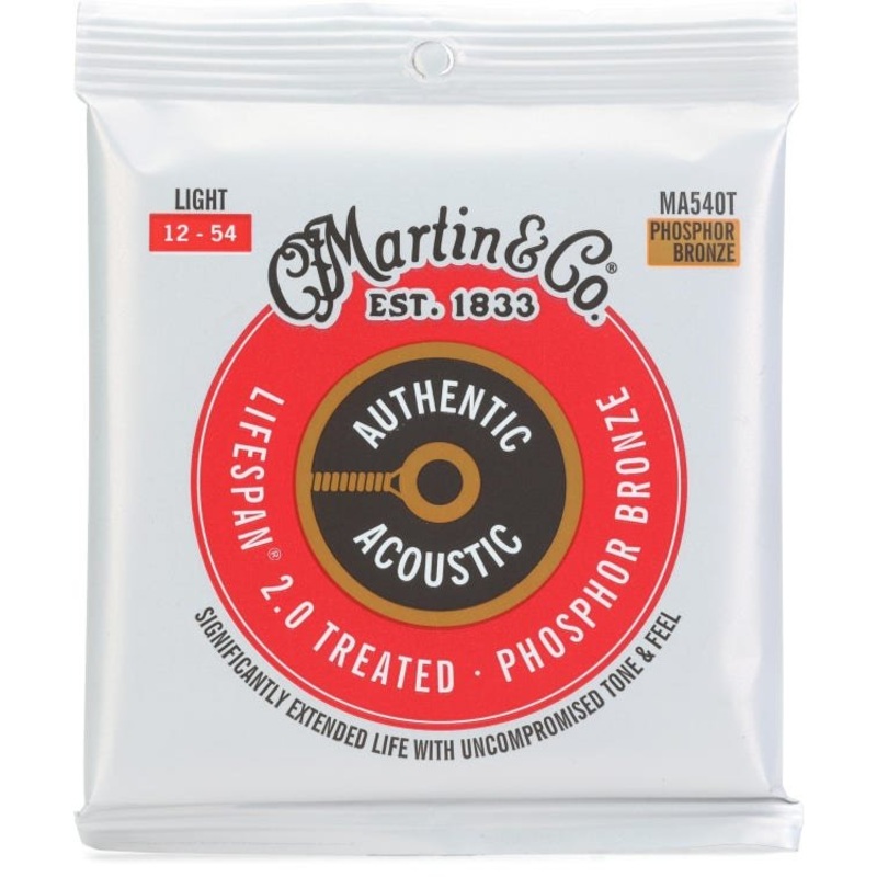 Martin MA540T Authentic Acoustic Lifespan 2.0 Guitar Strings Phosphor Bronze – 12-54 Light Gauge