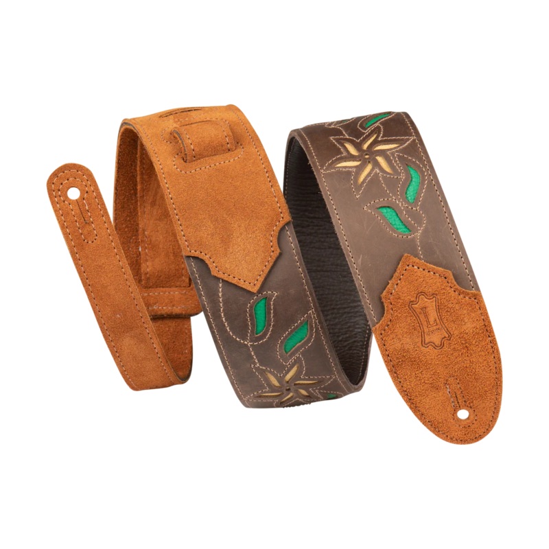 Levy’s Leather Flowering Vine Series M4FV-BLK_RED Guitar Strap *Free Shipping in the USA*